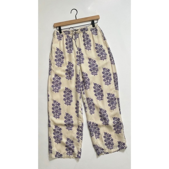 J. CREW New Soleil Pants Blooming Lilac Block Print Floral Elastic Waist Small - Picture 3 of 16